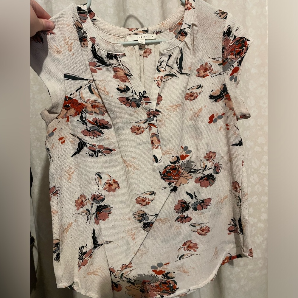 Tart Collections Floral Blouse - Cream and Red